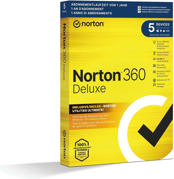 Norton 360 Deluxe + Utilites Ultimate 50GB 5 Devices 12MO (5 User, 12 Monate)