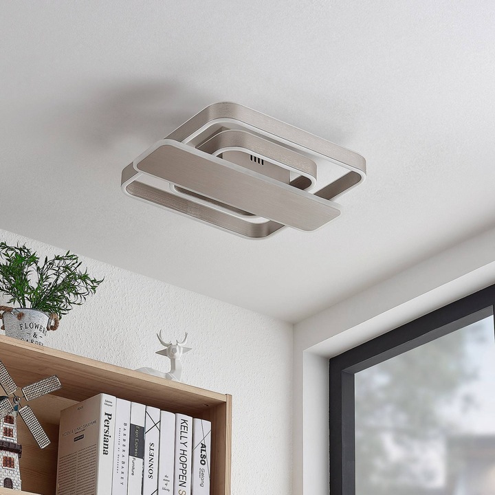 Produktbild Lucande Linetti LED-Deckenlampe eckig nickel 40cm (1545 lm)