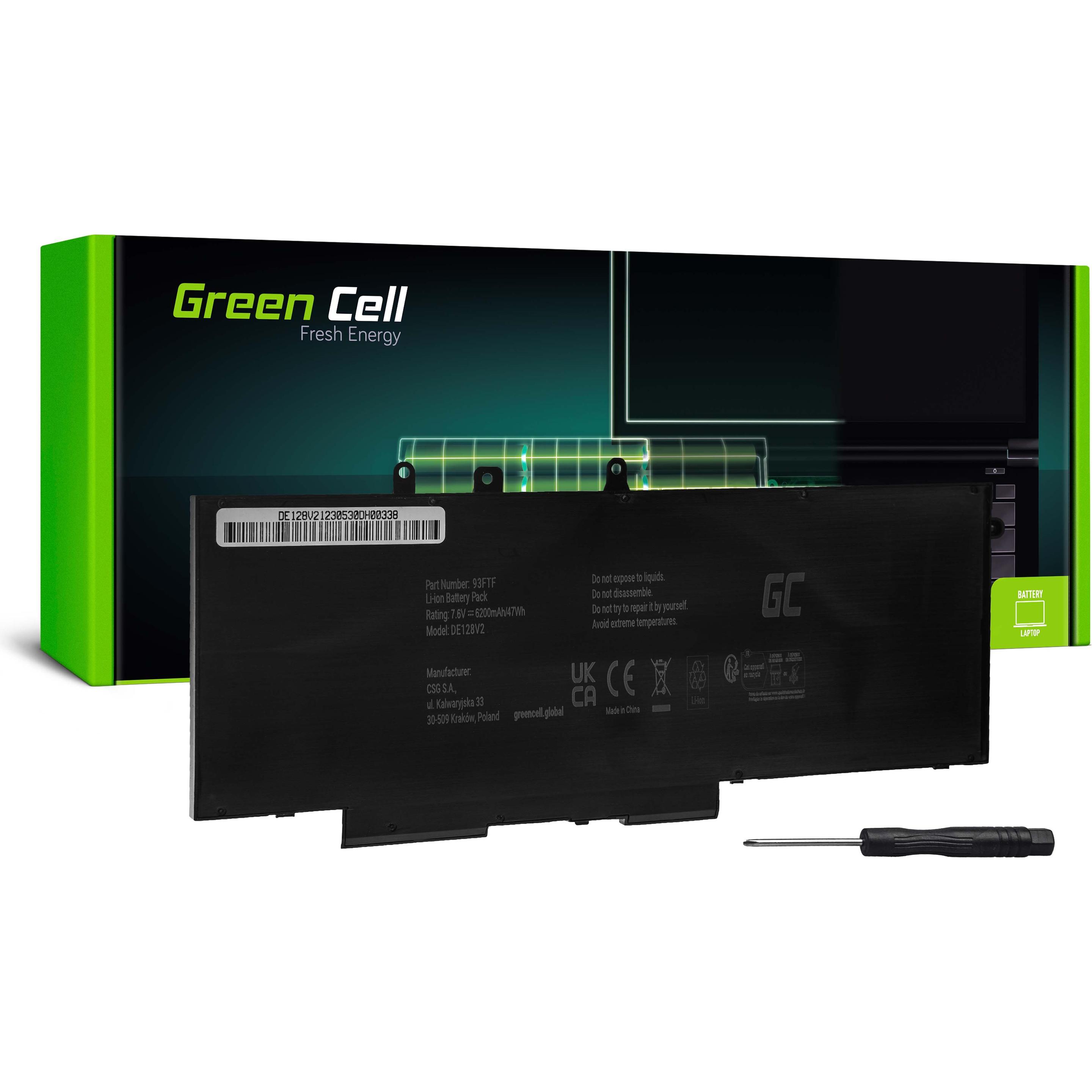 GreenCell Battery for Dell Latitude 5280 5290 5480 5490 5491 / 7.4 6.200mAh (4 Zellen, 6200 mAh), Notebook Akku, Schwarz