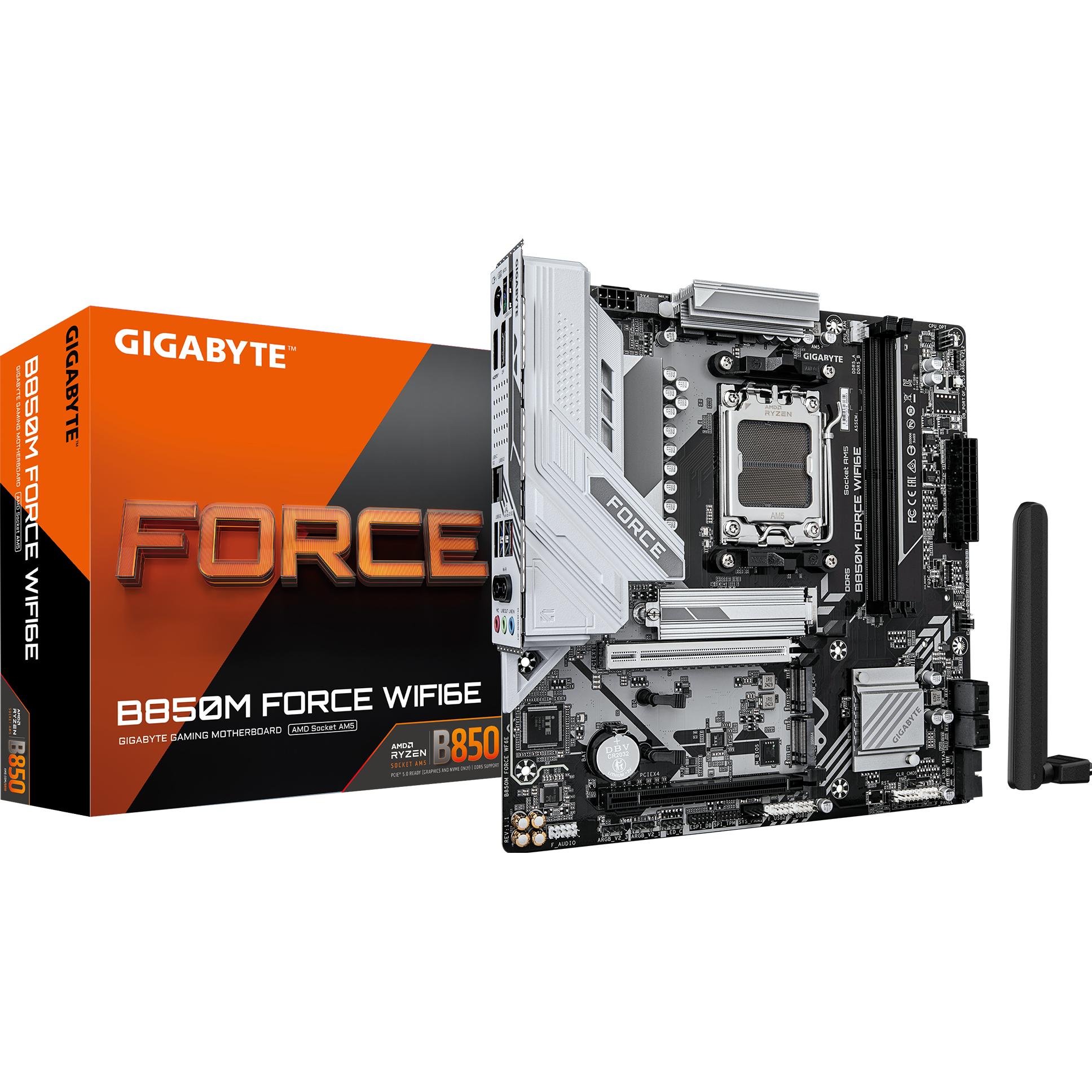 Gigabyte Mainboard AMD B850 SAM5 Micro-ATX Memory DDR5 Memory slots 2 B850MFORCEWF6E (AM5, AMD B850,