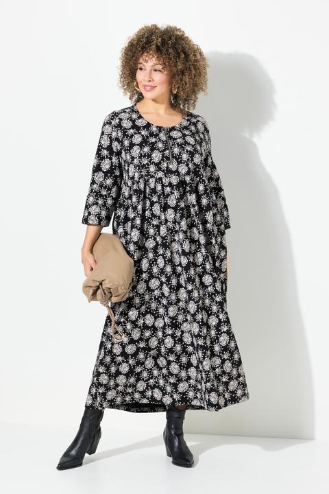Produktbild Ulla Popken Jersey-Midikleid, Pusteblumen, Rundhals, 3/4-Arm (54)
