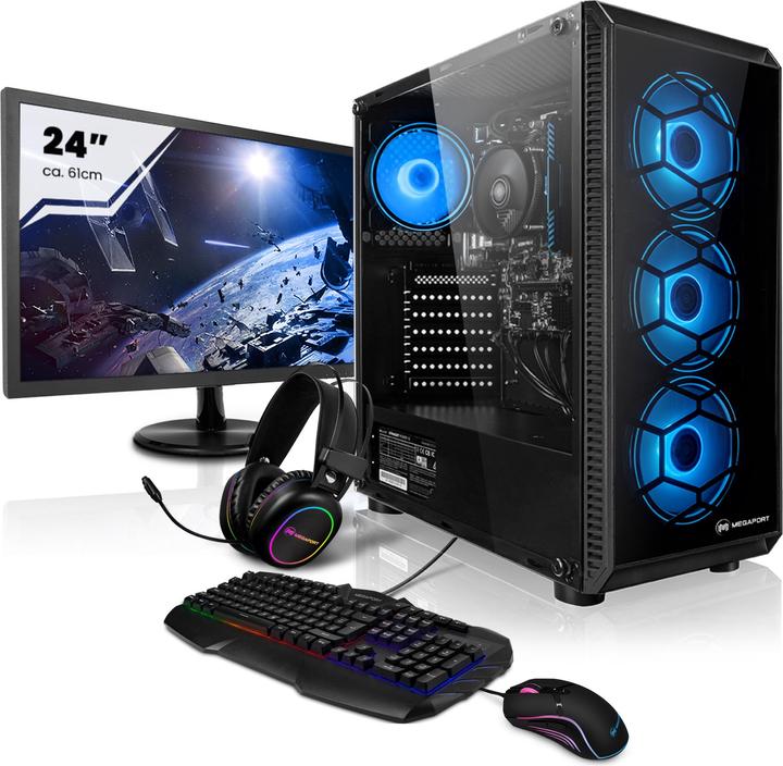 Actual product image Megaport Multimedia PC AMD Ryzen 3 PRO 2100GE - AMD Radeon Vega 3 - 24" Full-HD Monitor+Keyboard+Mouse - (AMD Ryzen 3 PRO 2100 GE, 8 GB, 240 GB)