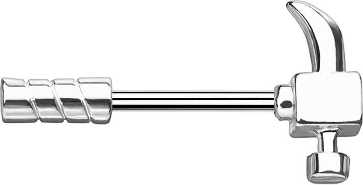 Produktbild Star Piercing Micro Barbell Hammer silber (Messing, Chirurgenstahl 316L)