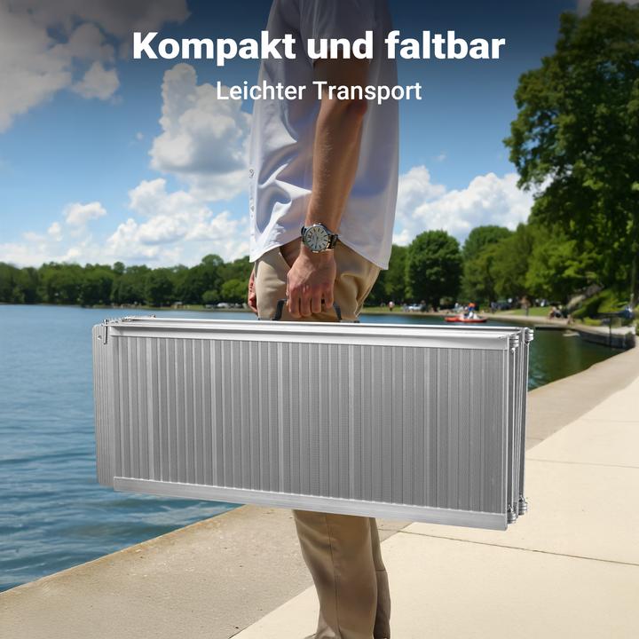 Produktbild Wiltec Rollstuhlrampe doppelt faltbar 182cm 270kg Rollirampe Alu Rampe Rollstuhl