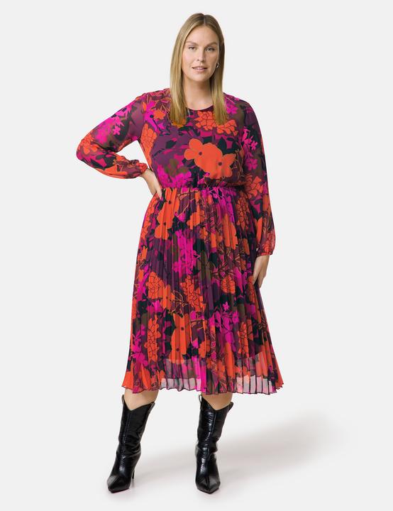 Produktbild Samoon Chiffonkleid mit plissiertem Rockteil Kleid Langarm kurz - 63740 (46)