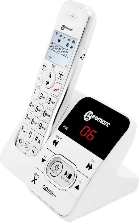 Produktbild Geemarc AMPLIDECT 295 Schnurloses Seniorentelefon Anrufbeantworter Beleuchtetes Display Weiss