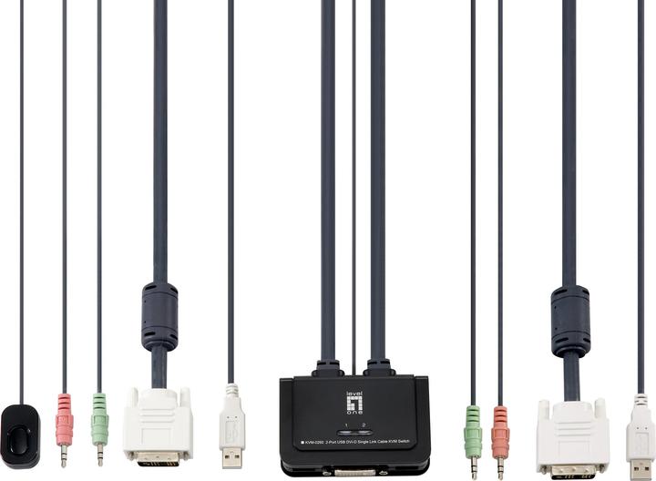 Actual product image LevelOne KVM-0260 DVI KVM Switch with Audio/USB Cable