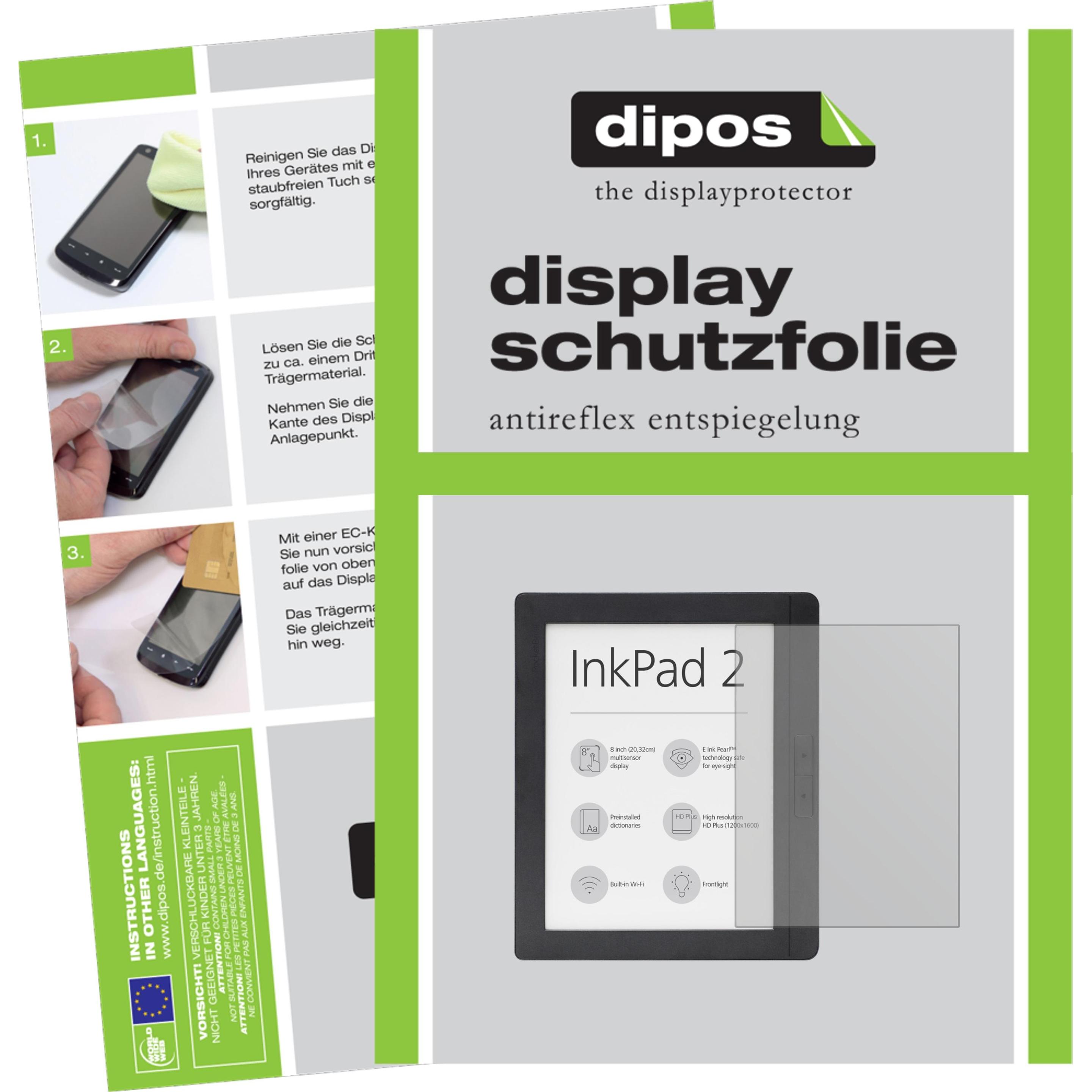 Dipos Displayschutzfolie Antireflex (2 Stück, InkPad 2 PB840), Tablet Schutzfolie
