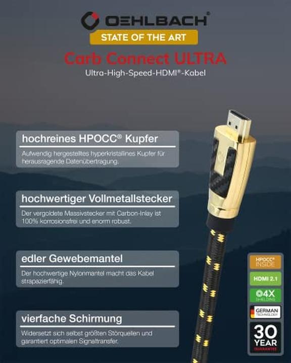 Produktbild Oehlbach Ultra High End HDMI 2.1 Kabel 8K 60Hz 4K 120Hz mit Hyperkristallinem Kupfer (7.50 m, HDMI, 2.1)