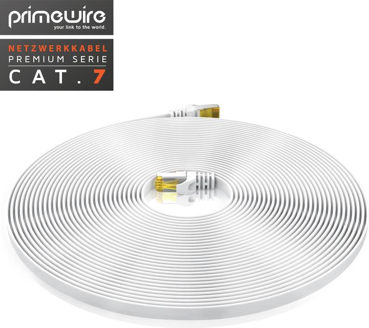 Actual product image Primewire CAT.7 network cable flat - Ethernet Gigabit Lan cable RJ45 - patch cable - comp. CAT.5 CAT.6 CAT.8 (U/FTP, CAT7, 1 m)