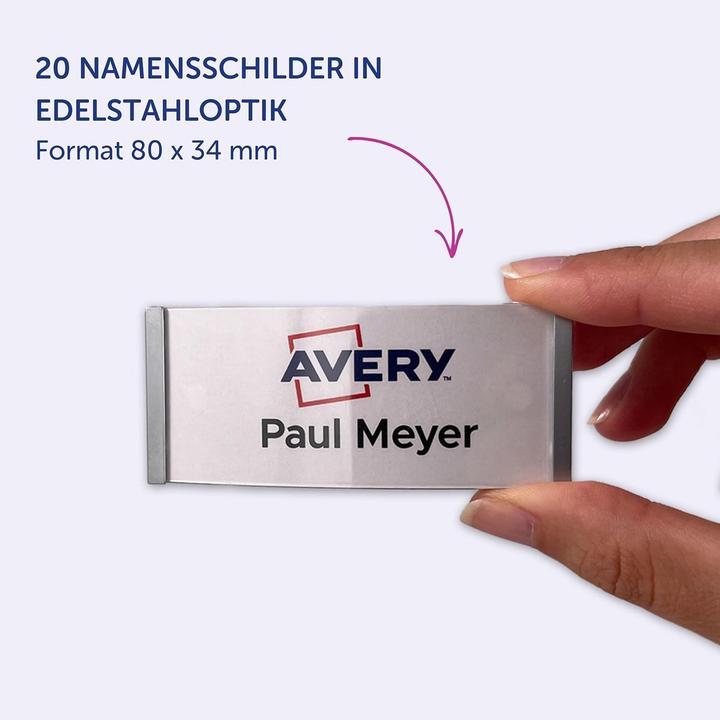 Immagine prodotto Badgepoint POL35MA66-20DR Badge portanome, 74 x 34 mm, color metallo