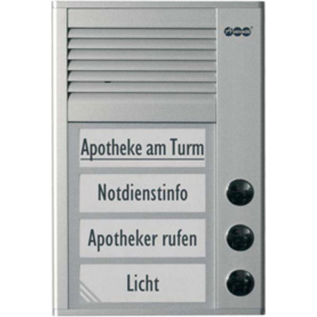 Auerswald, Bel + deurintercom, TFS-Dialog 203 voor a/b-aansluiting / 3 beldrukkers / slanke behuizing / aluminium... (Bedraad)
