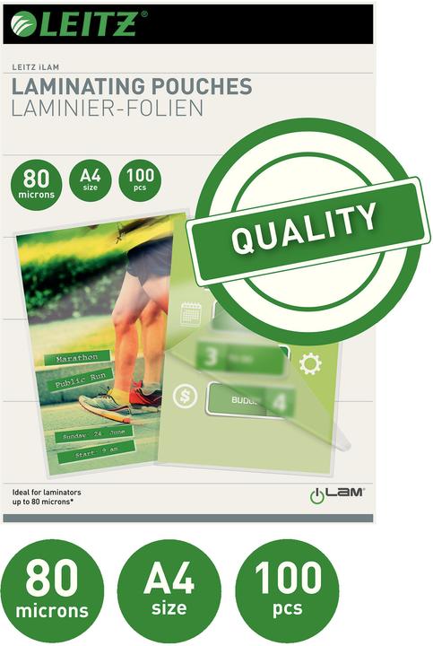 Actual product image Leitz Laminating pouches (A4, 100 pcs., 80 µm)