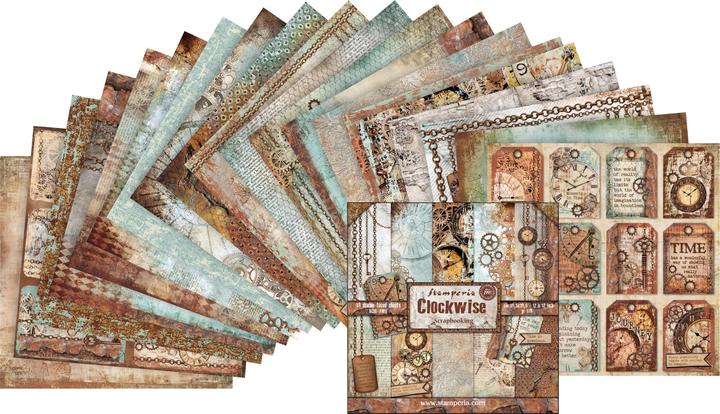 Actual product image Stamperia Scrapbook block "Clockwise", 10 sheets, 30.5 x 30.5 cm (170 g/m², 10 x)
