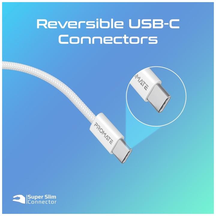 Produktbild ProMate EcoLine-CC200 White USB-C Kabel (2 m, USB 2.0, 60 W)