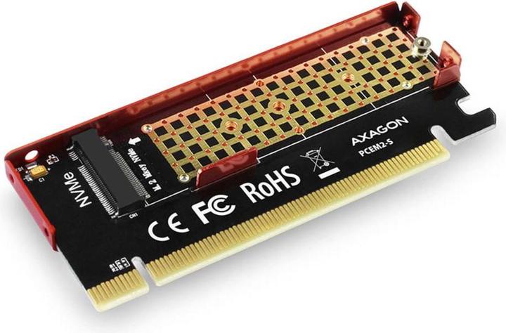 Actual product image Axagon PCEM2-S - PCIe - M.2 - Low Profile - PCIe 3.0 - Black - Red - PC
