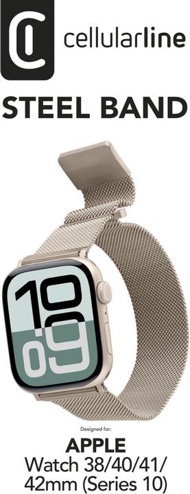 Produktbild Cellularline Steel Band - Apple Watch (38 mm, 40 mm, 41 mm, Stainless Steel, Apple Watch Series 1, Apple Watch Series 2, Apple Watch Series 3, Apple Watch Series 4, Apple Watch Series 5, Apple Watch Series 6, Apple Watch Series 7, Apple Watch Series 8, Apple Watch Series 9, Apple Watch SE)
