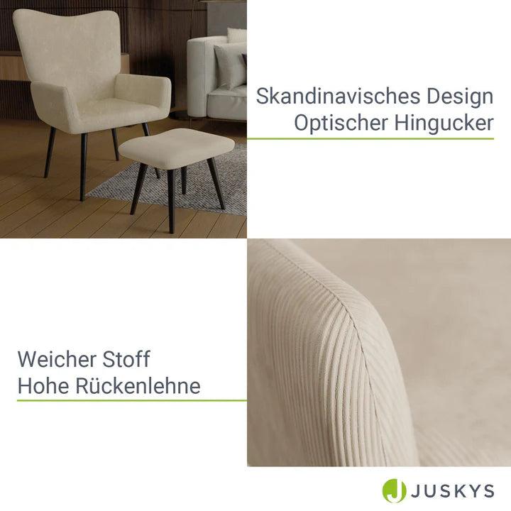 Produktbild Juskys Ohrensessel Relaxsessel mit Hocker