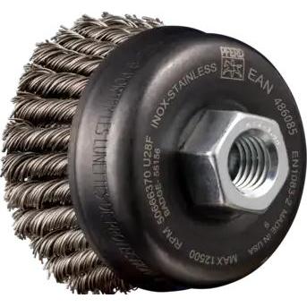 Pferd, Abrasivi, POS Topfbürste 2-reihig gezopft TBG HD O 65 mm M14 Edelstahl-Draht-O 0.50