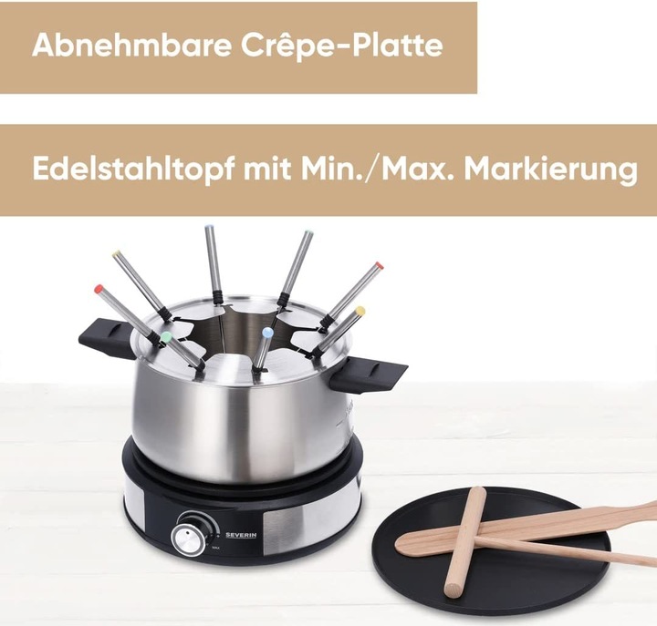 Actual product image Severin FO2471 stainless steel, black (Chocolate fondue, Cheese fondue, Chinoise Fondue, Fondue Bourguignonne)