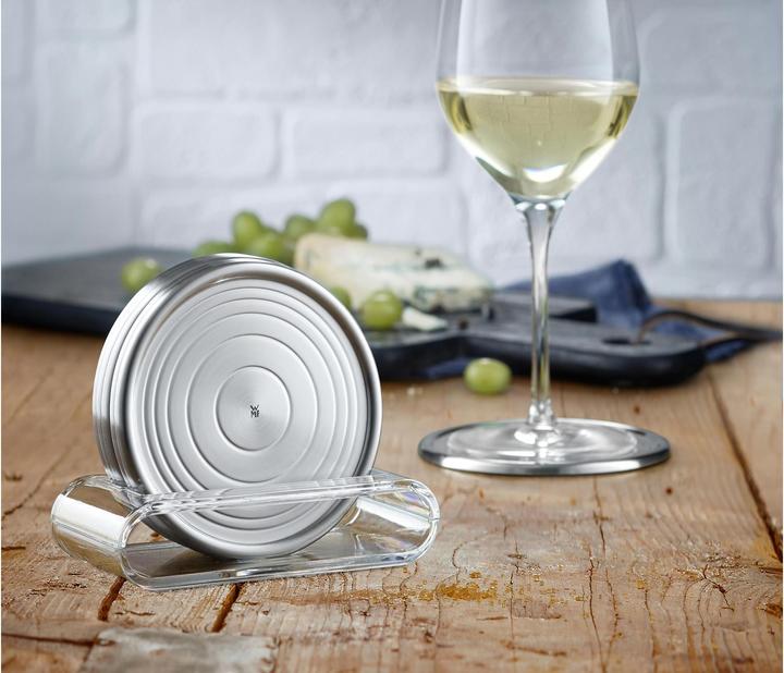 Productafbeelding WMF Glasplaat Glazen Onderzetters Onderzetters Set 6st LoftBar Roestvrij Staal Frosted (6 x, Glazen onderzetter)
