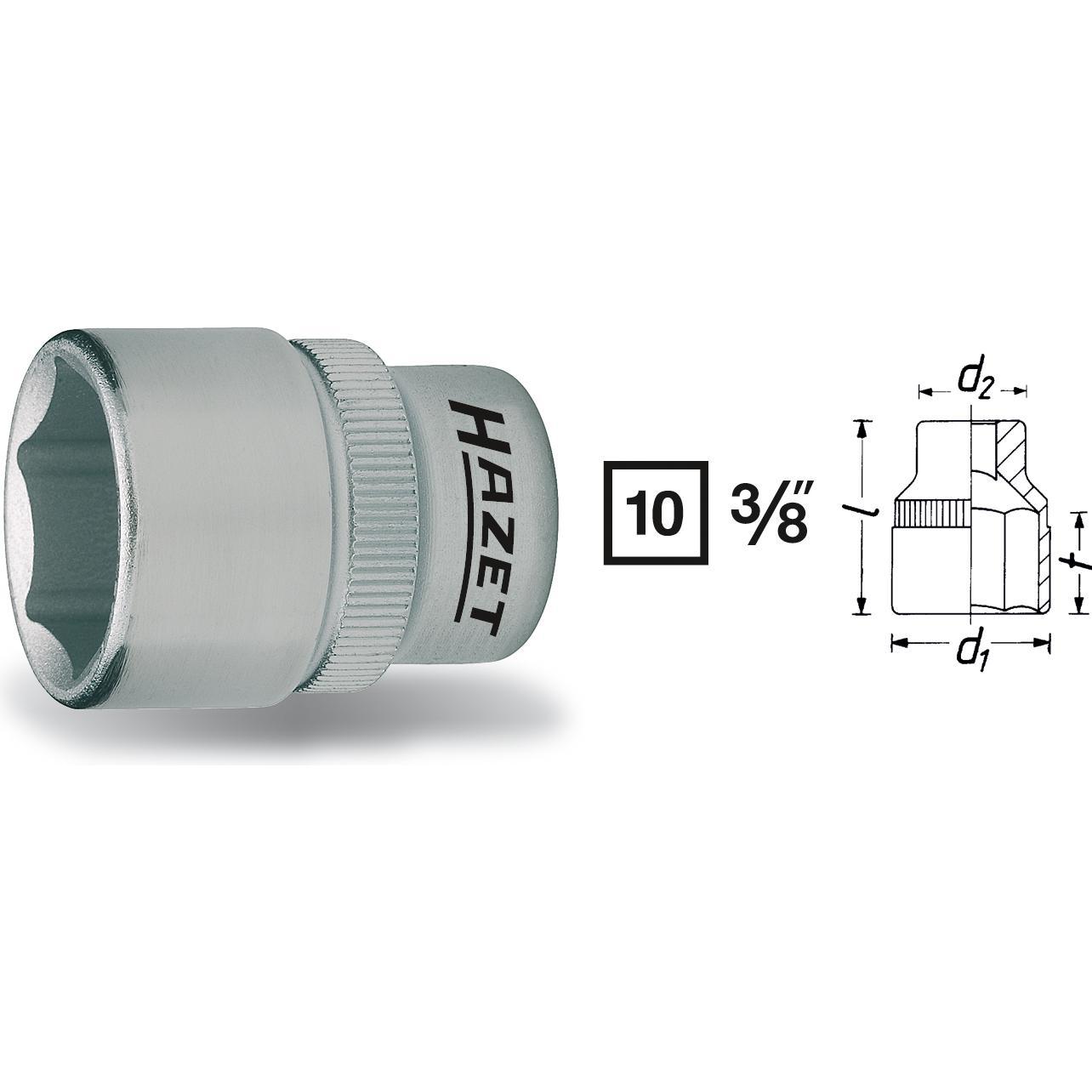 Thumbnail - HAZET, Steckschlüssel + Stecknuss, Steckschlüsseleinsatz ∙ Sechskant 880-13 ∙ Vierkant10 mm (3/8 Zoll) ∙ Aussen Sechskan...