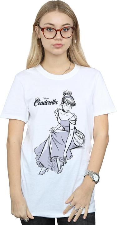 Actual product image Disney Womens/Ladies Cinderella Slipper Sketch Cotton Boyfriend T-Shirt (3XL)