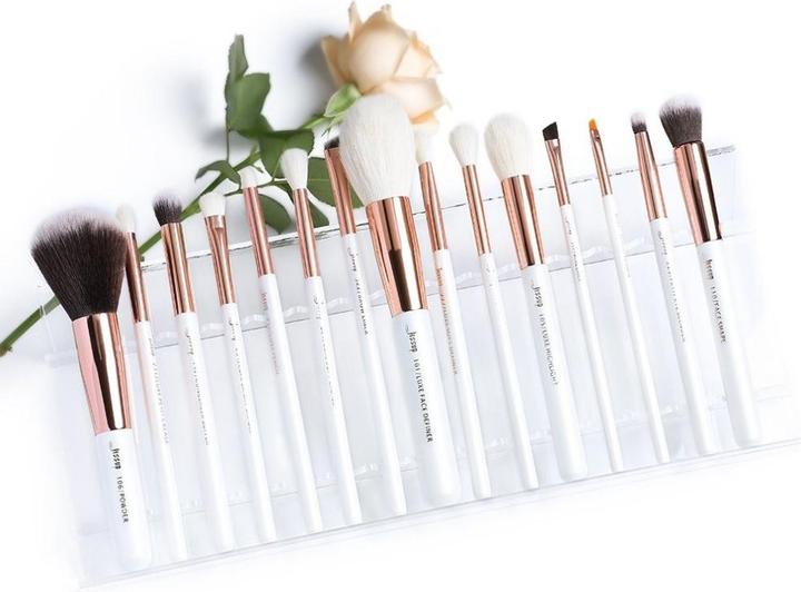 Immagine prodotto NoName Set di pennelli professionali per il trucco 15 pezzi bianco perla/oro rosa (Set)