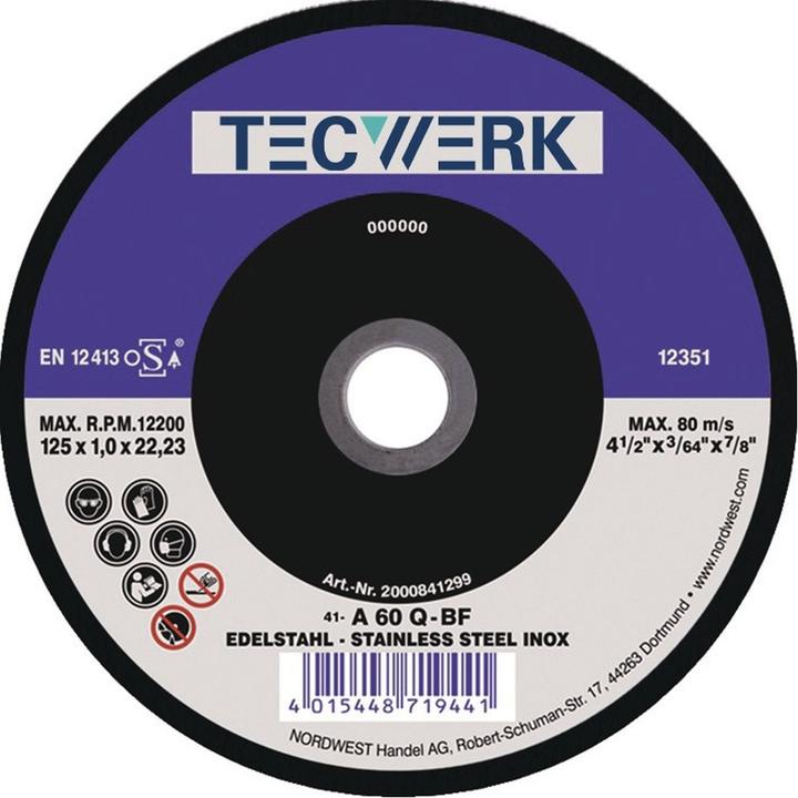 Tecwerk Trennscheibe Action D125x1mm gerade INOX Bohrung 22,23 mm