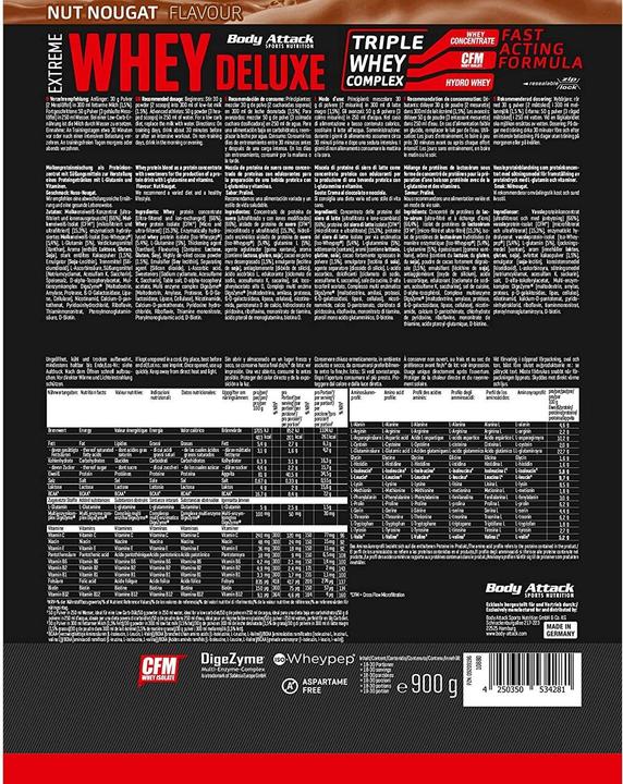 Actual product image Body Attack Extreme Whey Deluxe (900g bag) (Crème, Cookie, 1 x, 900 g)