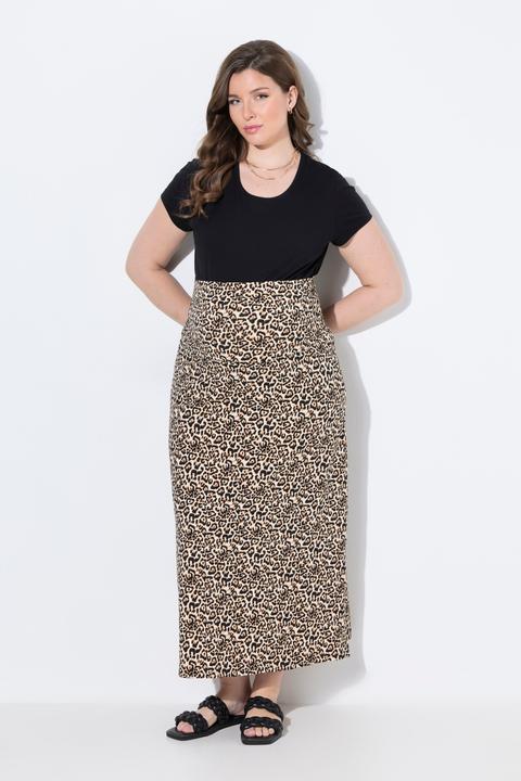 Produktbild Ulla Popken Bellieva Jersey-Maxirock, Muster, Stretchbund (46, 48)