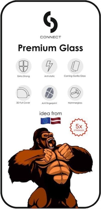 Produktbild Connect iPhone 16 Corning Gorilla Glass Anti-Static 3D Full Cover 10X Stronger (1 Stück, Apple iPhone 16)