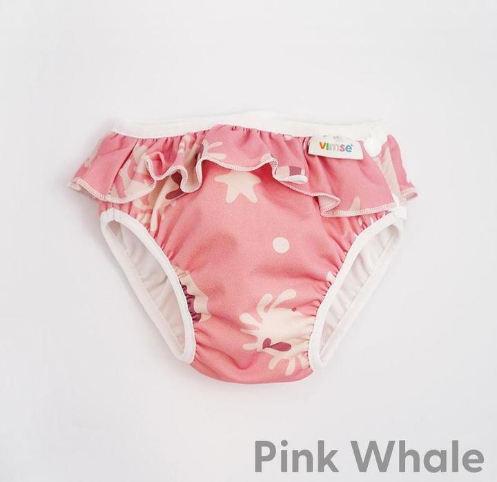 ImseVimse Couche de bain M 7-10 Kg - Baleine rose à volants (Taille M, Pack, 1 pièce(s))