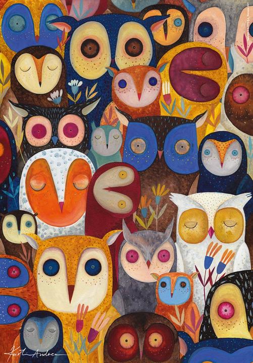 Immagine prodotto D-Toys Puzzle 1000 Andrea Kutri, Collage - Gufi (1000 pezzi)