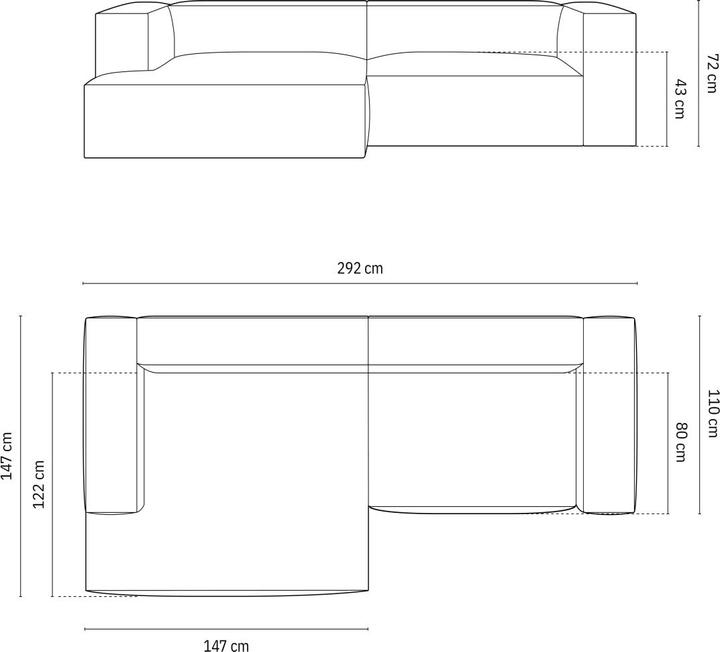 Actual product image Micadoni Modular Left Corner Sofa, "Nuria", 4 Seats, 147x292x72 Made in Europe (Corner sofa, Modular sofa)