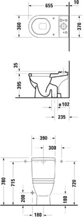 Produktbild Duravit Stand-WC-Kombination STARCK 3 ti. 360x655mm Ab se Ab in senkrecht weiss