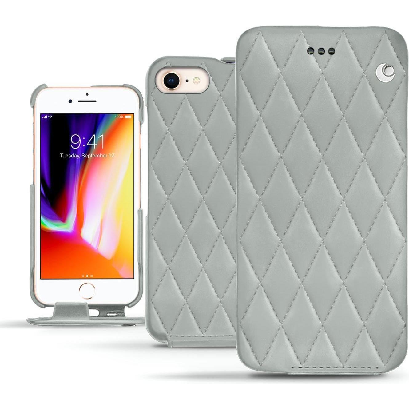 Noreve Lederschutzhülle vertikal (Apple iPhone 8), Smartphone Hülle, Grau