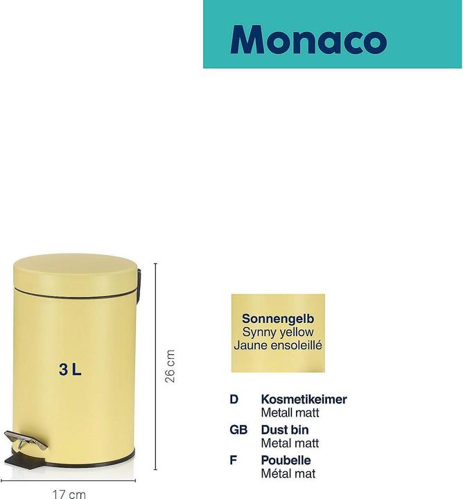 Image du produit Kela Poubelle Monaco jaune (3 l)