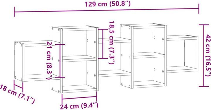 Immagine prodotto vidaXL Scaffale a muro (129 x 18 x 42 cm)