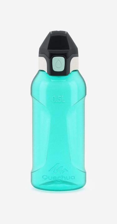 Quechua 0.5 L kids’ stainless steel water flask 500 with instant stopper for hiking (0.50 l)