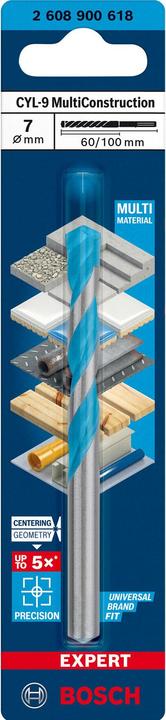 Produktbild Bosch Professional Zubehör EXPERT CYL-9 MultiConstruction Bohrer, 7 x 60 x 100 mm (7 mm)