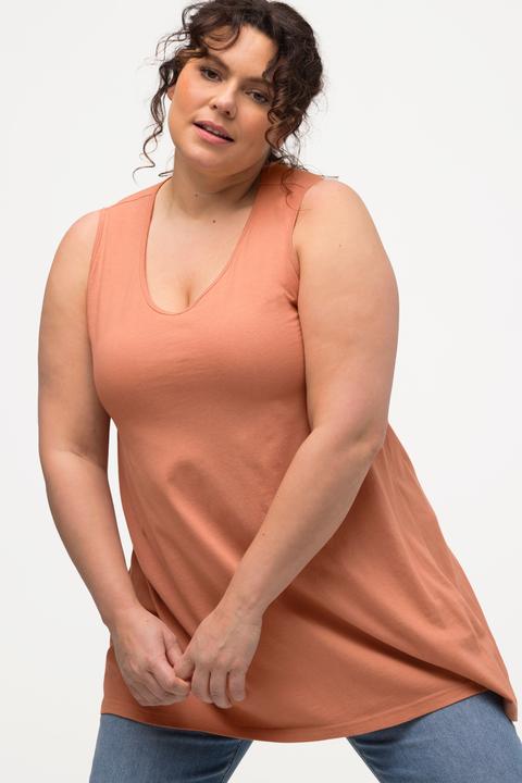 Produktbild Ulla Popken Longtop, Naturfärbung, A-Linie, V-Ausschnitt, ärmellos (50, 52)