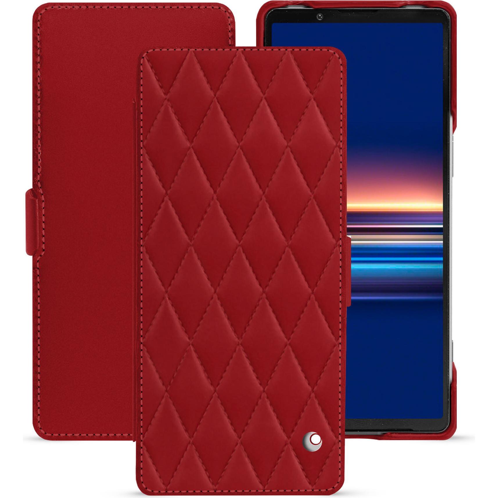 Noreve Lederschutzhülle horizontal (Sony Xperia 5 V), Smartphone Hülle, Rot