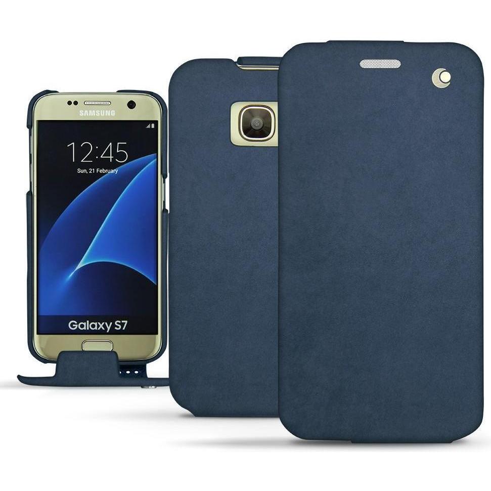 Noreve Lederschutzhülle vertikal (Samsung Galaxy S7), Smartphone Hülle, Blau