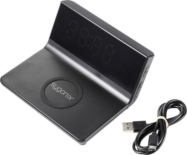 Image du produit Sygonix SY-5459860 Réveil électronique Noir (mat) Heures d'alarme 2 Port USB