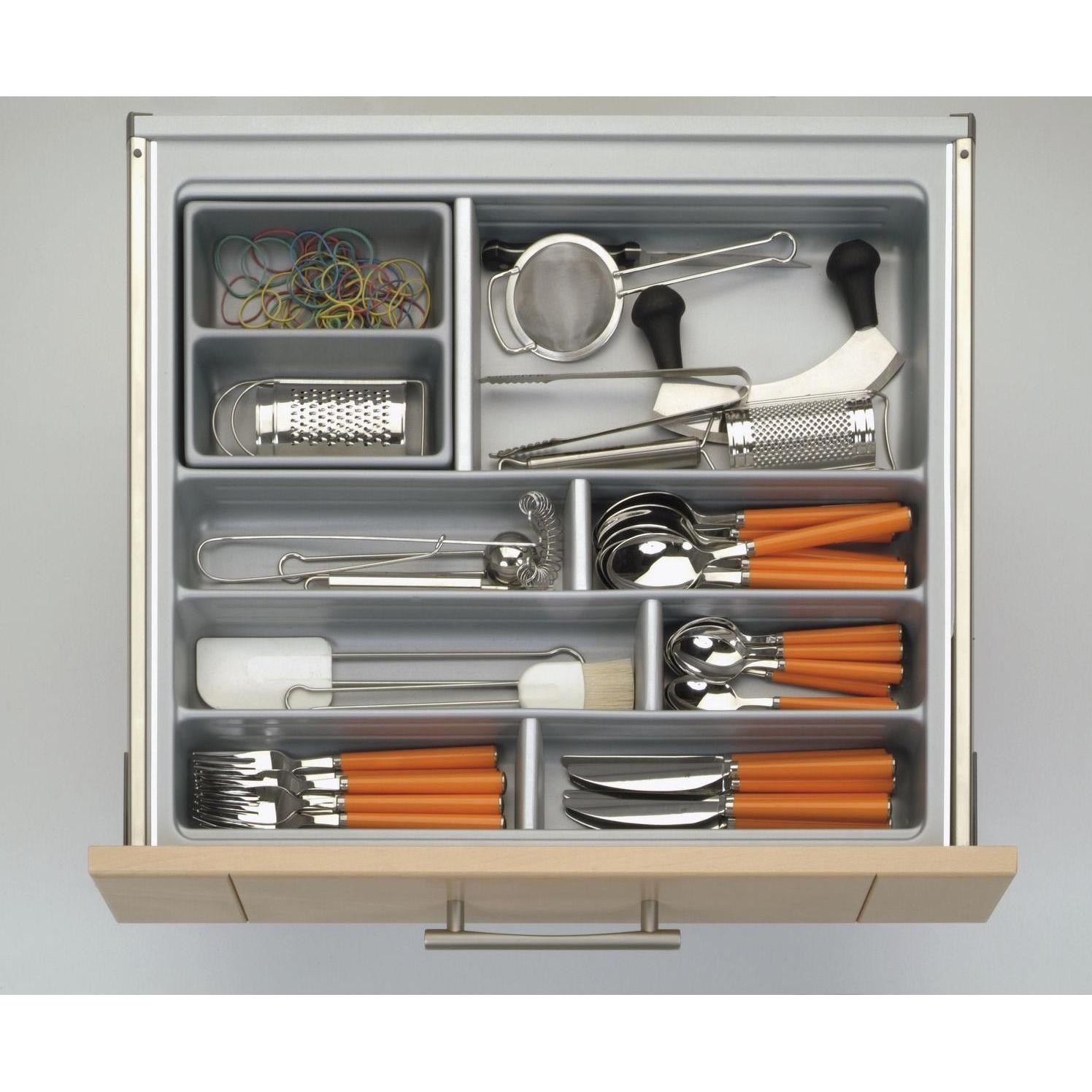 Agoform Besteckeinsatz Scoop II Set 474x216x59mm, mit Trenner Kunststoff silber, Besteckkasten, Silber