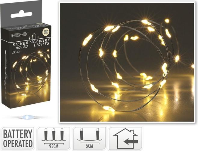 Produktbild Silberdraht 40Led Warmweiss, 195cm (1.95 m)