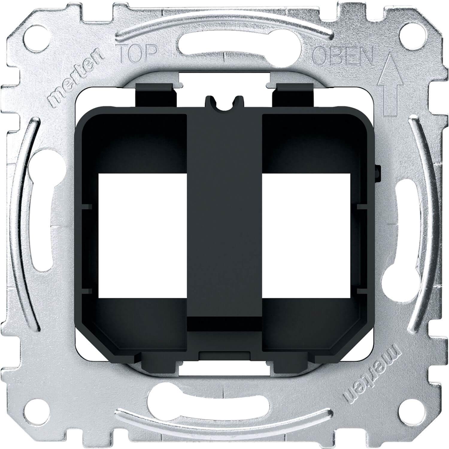 Merten, Zubehör Schalterprogramm, Einsatz Mod-Jack 2f sw/ge glz Schraubbef MEG4566-0003