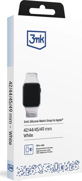 Produktbild 3MK Silicone Watch Strap biały/white dla Apple Watch 42/44/45/49mm (Silikon, Edelstahl)