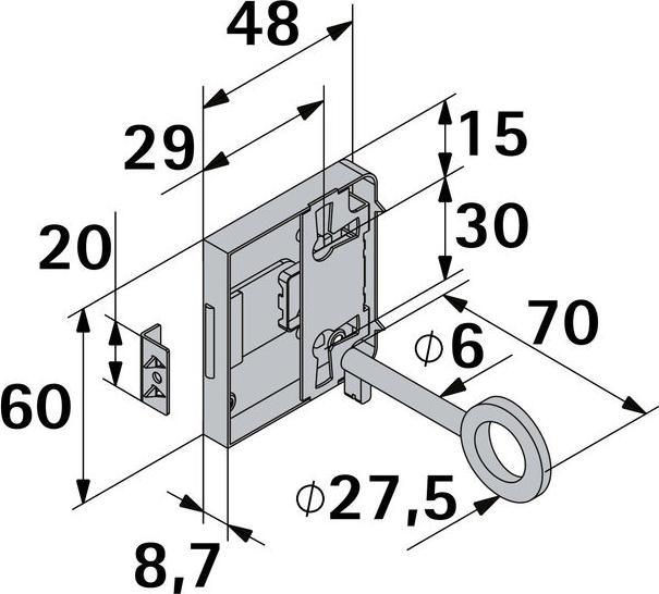 Immagine prodotto Hettich Aufschraubschloss Dornma 30mm, vernickelt